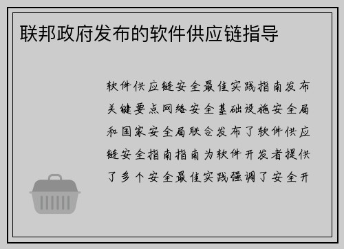 联邦政府发布的软件供应链指导 